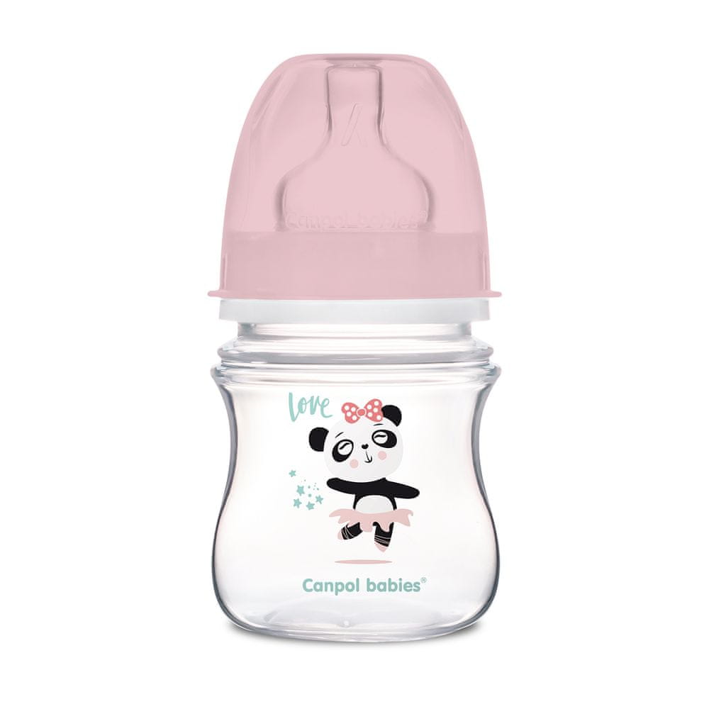 Canpol babies Fľaša so širokým hrdlom EXOTIC ANIMALS 120 ml, ružová